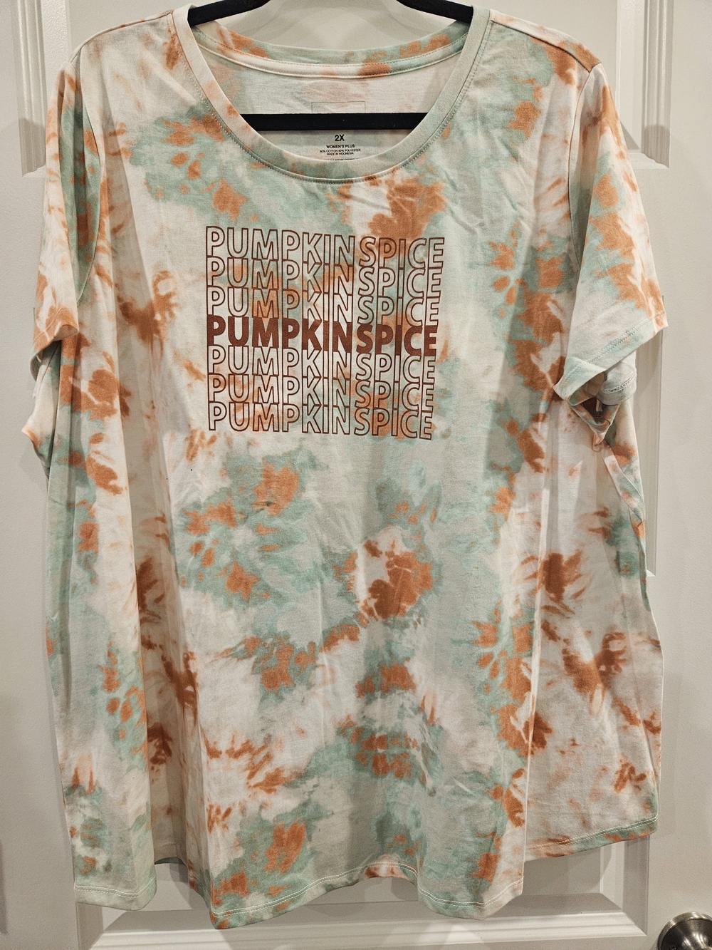 Pumpkin Spice Tie-Dye Short Sleeve Tee - White/Orange/Mint